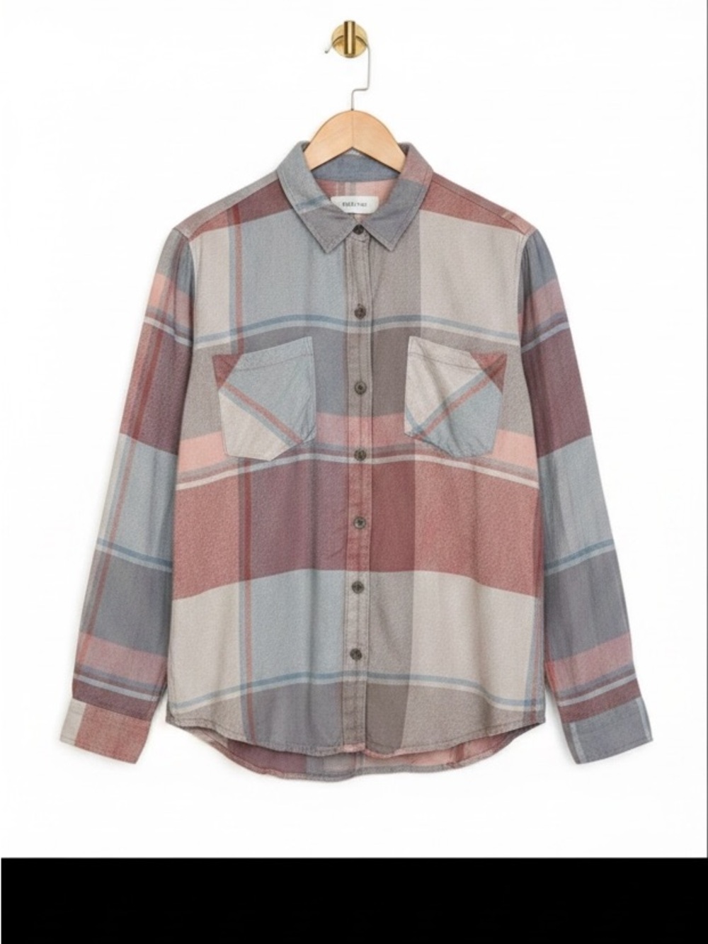 Lucky Brand Plaid Flannel Shirt Gray Mauve Size M